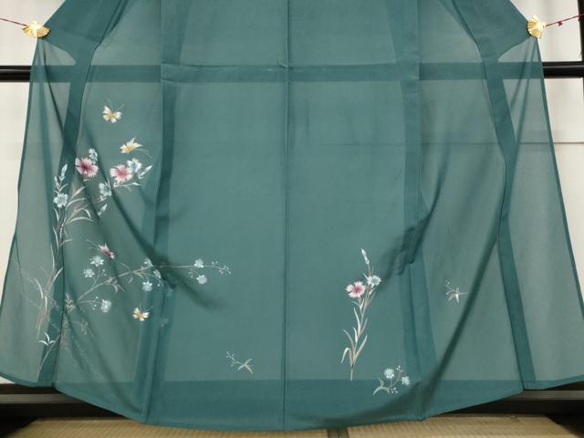 平和屋着物＊夏物 訪問着 絽 花蝶文 正絹 逸品 AABA6832st