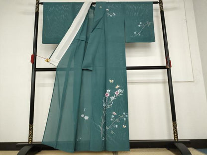 平和屋着物＊夏物 訪問着 絽 花蝶文 正絹 逸品 AABA6832st