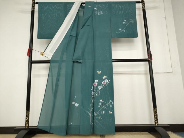 平和屋着物＊夏物 訪問着 絽 花蝶文 正絹 逸品 AABA6832st