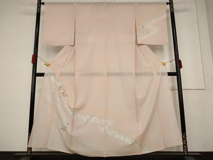 平和屋着物＊夏物 訪問着 絽 刺繍 地紙草花文 金銀糸 正絹 逸品 AABA6833st