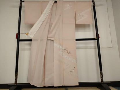平和屋着物＊夏物 訪問着 絽 刺繍 地紙草花文 金銀糸 正絹 逸品 AABA6833st