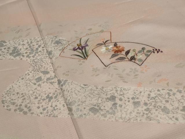 平和屋着物＊夏物 訪問着 絽 刺繍 地紙草花文 金銀糸 正絹 逸品 AABA6833st