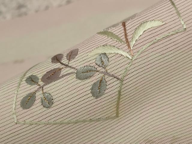 平和屋着物＊夏物 訪問着 絽 刺繍 地紙草花文 金銀糸 正絹 逸品 AABA6833st