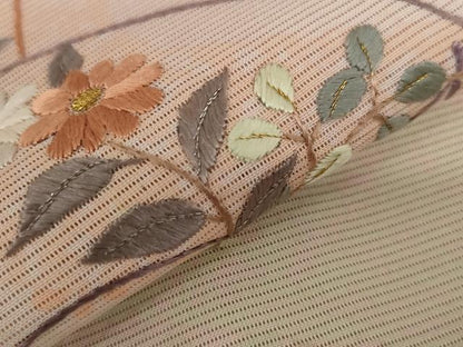 平和屋着物＊夏物 訪問着 絽 刺繍 地紙草花文 金銀糸 正絹 逸品 AABA6833st