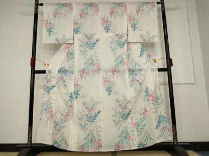 平和屋着物＊夏物 小紋 絽 草花文 正絹 逸品 AABA6837st
