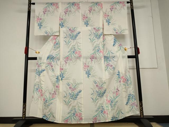 平和屋着物＊夏物 小紋 絽 草花文 正絹 逸品 AABA6837st
