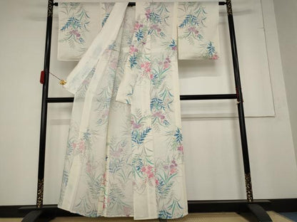 平和屋着物＊夏物 小紋 絽 草花文 正絹 逸品 AABA6837st