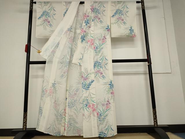 平和屋着物＊夏物 小紋 絽 草花文 正絹 逸品 AABA6837st