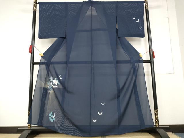 平和屋着物＊夏物　訪問着　絽　花蝶文　金彩　正絹　逸品　AABA6838st