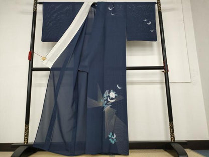 平和屋着物＊夏物　訪問着　絽　花蝶文　金彩　正絹　逸品　AABA6838st
