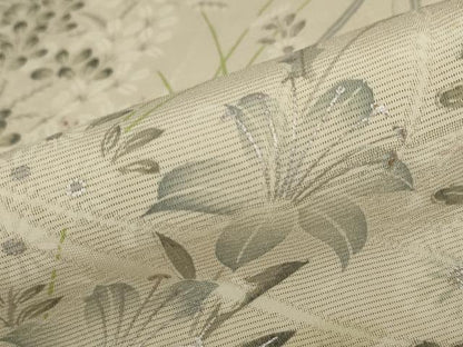平和屋着物＊夏物 小紋 絽 草花文 銀彩 正絹 逸品 AABA6843st