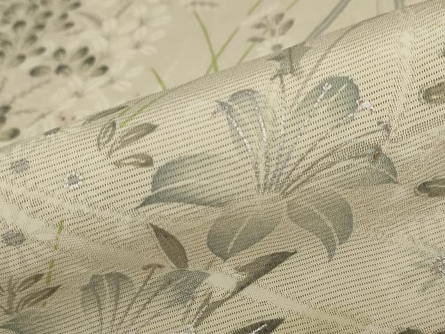 平和屋着物＊夏物 小紋 絽 草花文 銀彩 正絹 逸品 AABA6843st