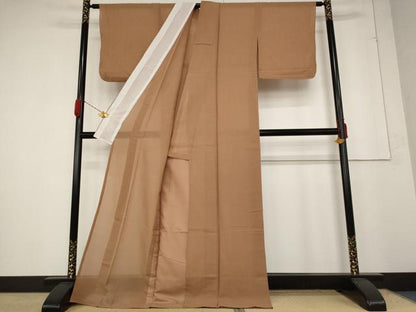 平和屋着物＊夏物 色無地 紗 砺茶色 ロング丈 正絹 逸品 AABA6845st
