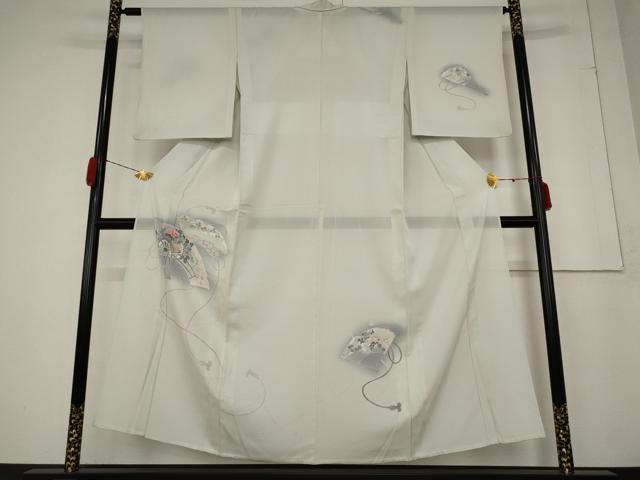平和屋着物＊夏物 訪問着 絽 扇面花文 暈し染め 正絹 逸品 AABA6846st