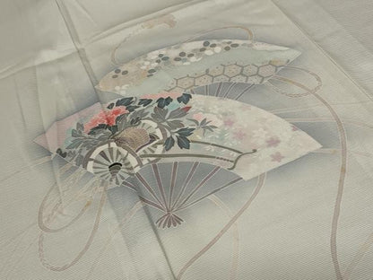 平和屋着物＊夏物 訪問着 絽 扇面花文 暈し染め 正絹 逸品 AABA6846st