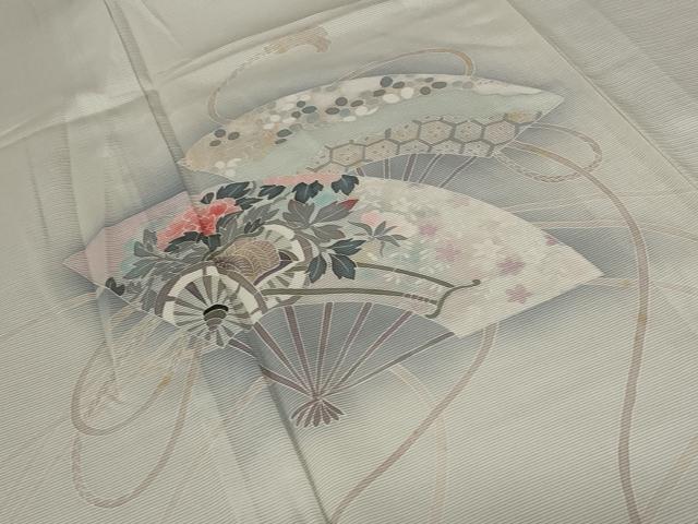 平和屋着物＊夏物 訪問着 絽 扇面花文 暈し染め 正絹 逸品 AABA6846st