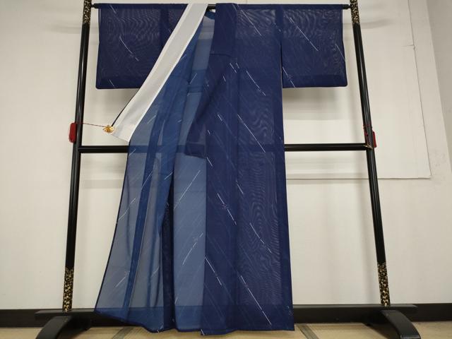 平和屋着物＊夏物 小紋 絽 幾何学文様 洗える着物 AABA6849st