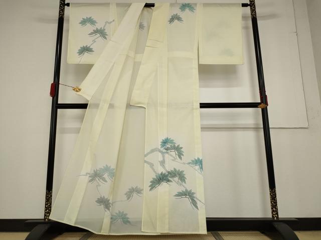 平和屋着物＊夏物 訪問着 絽 枝葉文 洗える着物 AABA6850st