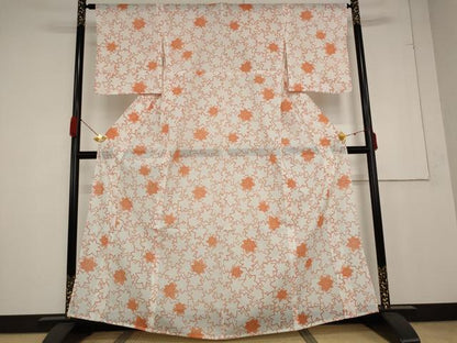 平和屋着物＊夏物 小紋 絽 楓文 洗える着物 AABA6854st