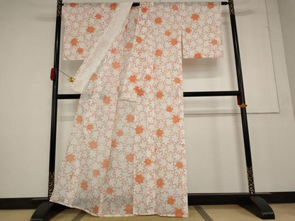 平和屋着物＊夏物 小紋 絽 楓文 洗える着物 AABA6854st