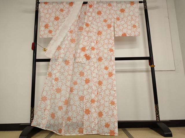 平和屋着物＊夏物 小紋 絽 楓文 洗える着物 AABA6854st