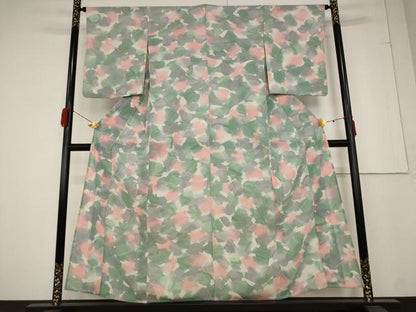 平和屋着物＊夏物 小紋 絽 霞文 暈し染め 正絹 逸品 AABA6858st