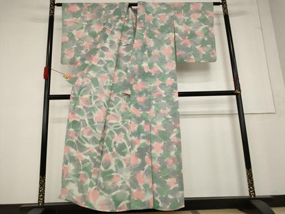 平和屋着物＊夏物 小紋 絽 霞文 暈し染め 正絹 逸品 AABA6858st