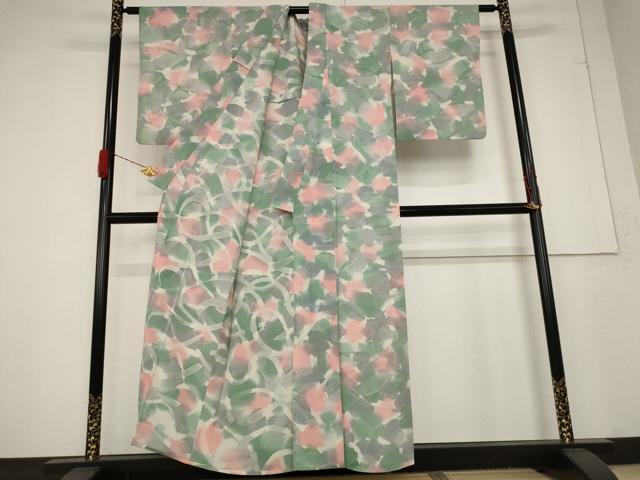 平和屋着物＊夏物 小紋 絽 霞文 暈し染め 正絹 逸品 AABA6858st