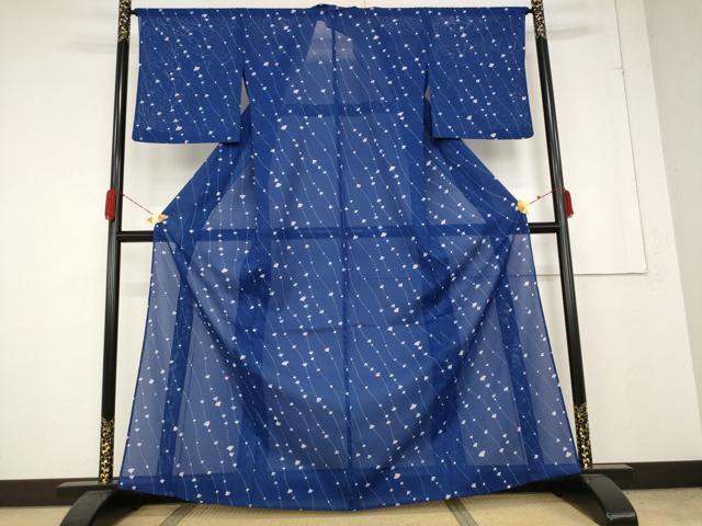 平和屋着物＊夏物 小紋 絽 舞扇文 洗える着物 AABA6863st