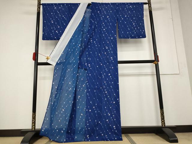 平和屋着物＊夏物 小紋 絽 舞扇文 洗える着物 AABA6863st