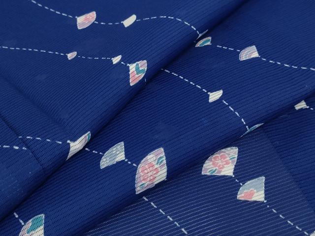平和屋着物＊夏物 小紋 絽 舞扇文 洗える着物 AABA6863st