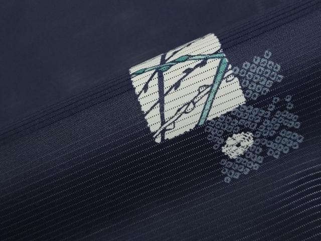 平和屋着物＊夏物 小紋 絽 色紙枝葉文 洗える着物 AABA6872st