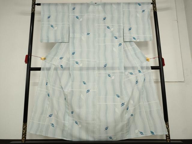 平和屋着物＊夏物 小紋 絽 舞葉文 洗える着物 AABA6880st