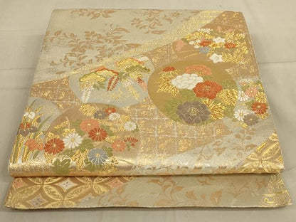 平和屋着物◎六通柄袋帯 唐織 古都 金銀糸 正絹 逸品 AABA6892ou