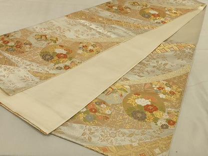 平和屋着物◎六通柄袋帯 唐織 古都 金銀糸 正絹 逸品 AABA6892ou