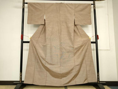 平和屋着物■上質な紬　横段文　正絹　逸品　AABA6939ma