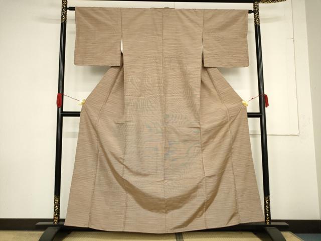 平和屋着物■上質な紬　横段文　正絹　逸品　AABA6939ma