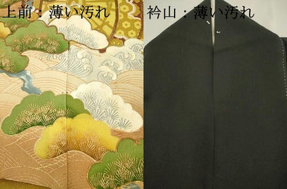 平和屋着物■豪華黒留袖　駒刺繍　水車　松　金彩　正絹　逸品　AABA6963ma