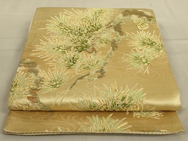 平和屋着物◎六通柄袋帯　唐織　枝松文　金糸　正絹　逸品　AABA7171ou