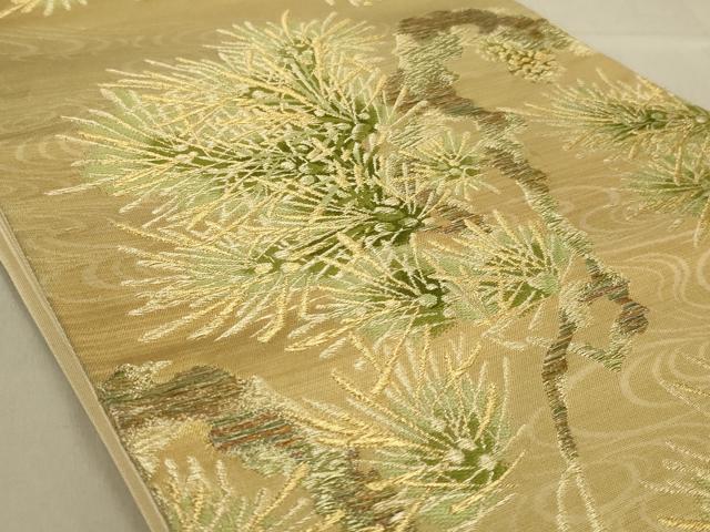 平和屋着物◎六通柄袋帯　唐織　枝松文　金糸　正絹　逸品　AABA7171ou