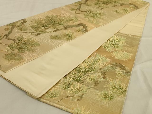 平和屋着物◎六通柄袋帯　唐織　枝松文　金糸　正絹　逸品　AABA7171ou