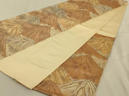 平和屋着物◎六通柄袋帯　遠山風景文　金糸　正絹　逸品　AABA7199ou