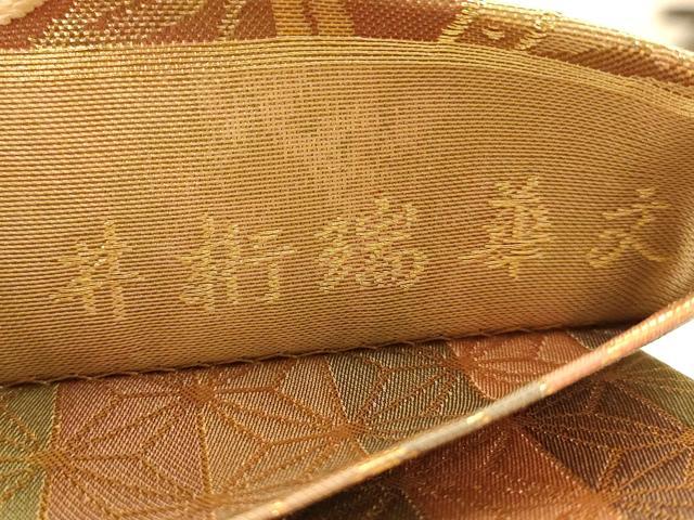 平和屋着物◎両面 六通柄袋帯 唐織 慶長重ね 井桁瑞華文 金糸 正絹 逸品 AABA7218dt
