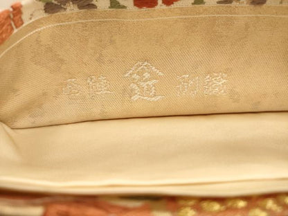 平和屋着物◎西陣 六通柄袋帯 唐織 切嵌花文 金糸 正絹 逸品 AABA7221dt