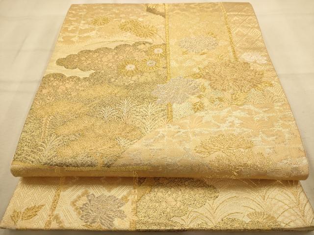 平和屋着物◎六通柄袋帯 草花文 金銀糸 正絹 逸品 AABA7246dt