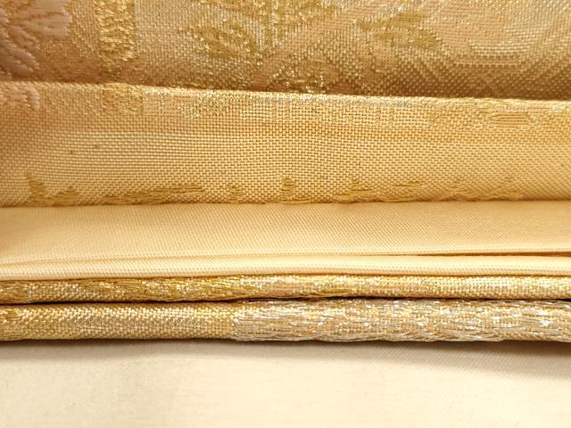 平和屋着物◎六通柄袋帯 草花文 金銀糸 正絹 逸品 AABA7246dt