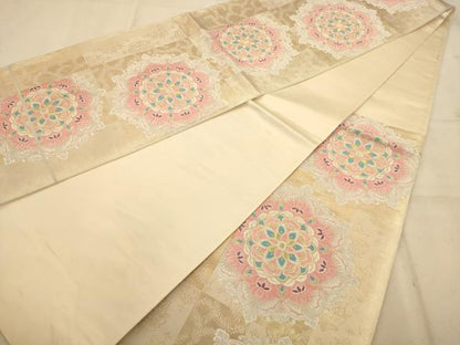 平和屋着物◎西陣 六通柄袋帯 唐織 正倉院花文 金糸 正絹 逸品 AABA7247dt