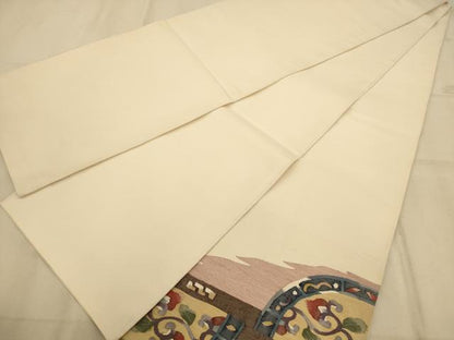 平和屋着物◎太鼓柄袋帯 更紗花文 正絹 逸品 AABA7330dt