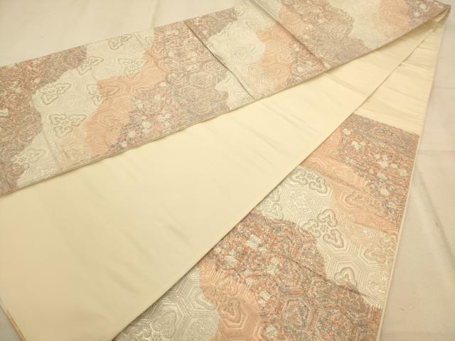 平和屋着物◎六通柄袋帯 霞文 銀糸 正絹 逸品 AABA7340dt
