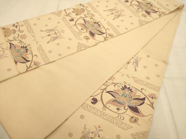 平和屋着物◎六通柄袋帯 更紗花鳥文 正絹 逸品 AABA7354dt